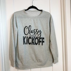 “Classy until kickoff” lightweight sweater. Small. EUC. No flaws/stains noted.